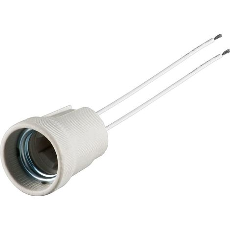 E27 porta lampada con cavetti, max. 100 W/250 V (AC), cavo 0,15 m, ceramica. (1/2)
