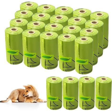 Sac a Crottes Chien 24 Rolls 360 Sacs, Déplacement Déjections Canines Kackbeutel für Hunde, Sacs à Déjections Canines Biodégradables, Extra Épais, Étanche pour Animaux (Vert) (1/5)