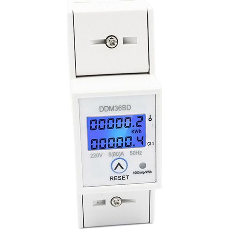 Compteur d'énergie monophasé 5-80 A 200 V, compteur d'énergie électrique kWh, wattmètre LCD, montage sur rail DIN-AquaForge (1/5)