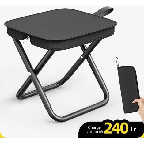 Tabouret pliant portable, rangement style trousse à crayon, chaise pour camping en extérieur, petit tabouret pliant pour pêche, trajet travail ou faire la queue dans le TGV (1/2)