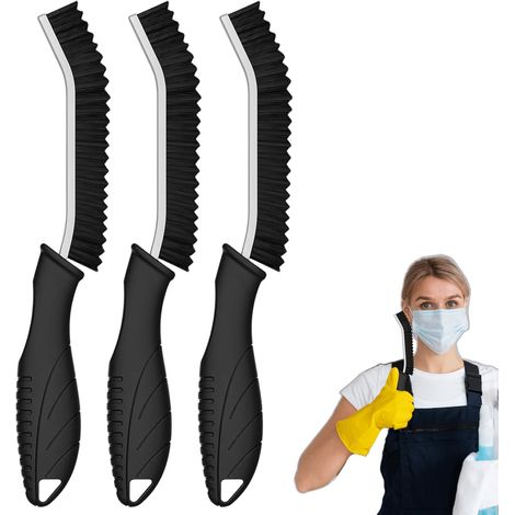 Brosse Nettoyage Salle de Bain 3 Pièces Brosse Joints Carrelage Noir Outil Multifonction pour Recoins Rainures Toilettes Rails Fenêtres Évier Cuisine (1/4)
