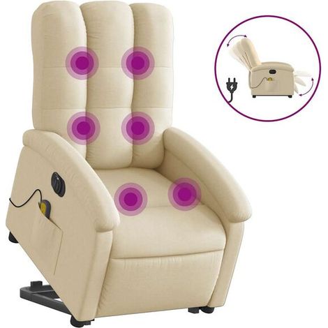 Fauteuil de massage électrique inclinable en tissu couleur crème (1/5)