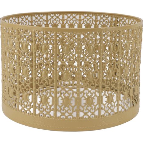 Abat-jour en métal ajouré E27 E14 à clipser, installation facile, résistant, jaune, pour lampe de table, chambre, salon, maison (1/5)
