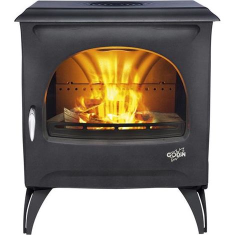 Godin – Poêle à bois Courances 7kW étanche 388113A – Habillage fonte peint anthracite – Combustion haute performance – Raccordement Ø 180mm