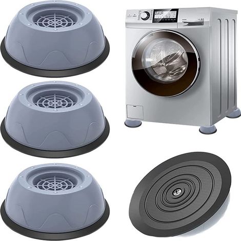 Fußpads – 10 cm – Waschmaschine – Rutschfest – Montagefrei – Kunststoff – Grau – 4 Stück (1/5)