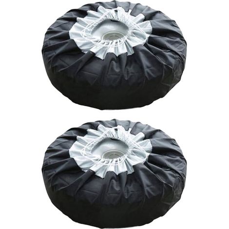 Funda para rueda de repuesto de 2 piezas, Funda para rueda de repuesto con asa, Protector de ruedas de coche, 13-19 pulgadas, 210D, 65 cm, Negro (1/5)
