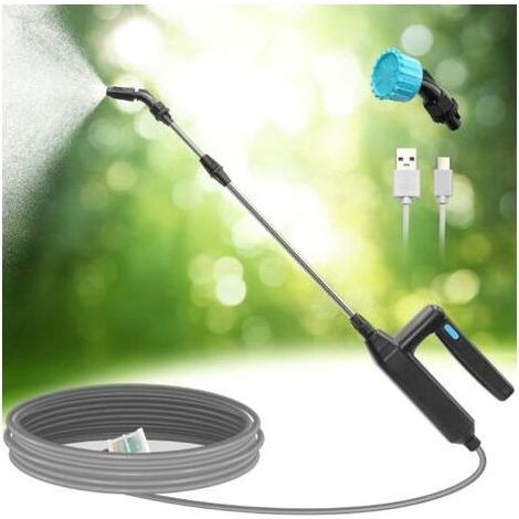 Pulvérisateur électrique rechargeable – Lance télescopique 30-60 cm – Tuyau 3m avec buses 2 modes – Pour arrosage et désinfection (1/5)