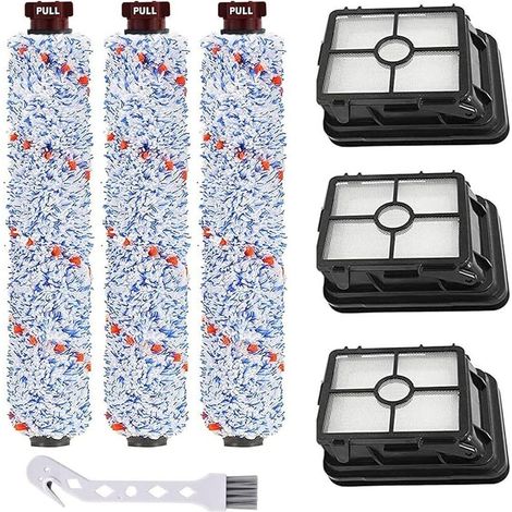 Accessoires pour Bissell Crosswave 3 en 1 Lot de 3 filtres de rechange et 3 rouleaux multi-surfaces pour aspirateur Bissell CrossWave 1866 1785 2052 1713 2225N