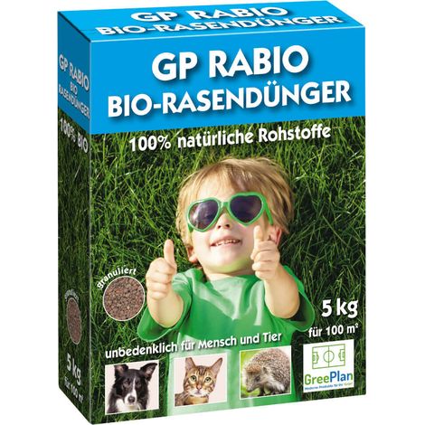 Greenplan Rabio - Engrais biologique pour gazon 5 kg - Engrais naturel - Engrais biologique pour gazon à action prolongée