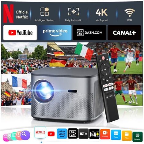 Offizieller Netflix Beamer - ZOOMCAT - Autofokus Android 13 - Full HD 1080p 35000lm - Unterstützt 4K - Bluetooth 5.2 Projektor