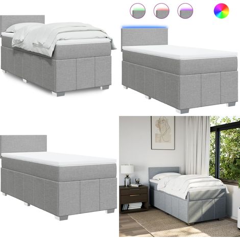 vidaXL Boxspringbett mit Matratze Hellgrau 80x200 cm Stoff (1/5)