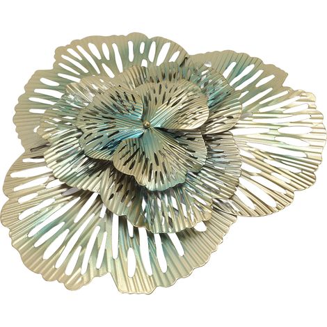Décoration murale en métal, sculpture murale triangulaire moderne et élégante en fer représentant une fleur de ginkgo en 3D, idéale pour le salon, la chambre ou le hall d'entrée (Type A). (1/5)