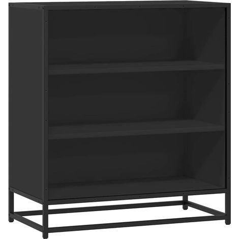 Buffet Meuble de rangement noir 68x35x76 cm bois d'ingénierie et métal (1/5)