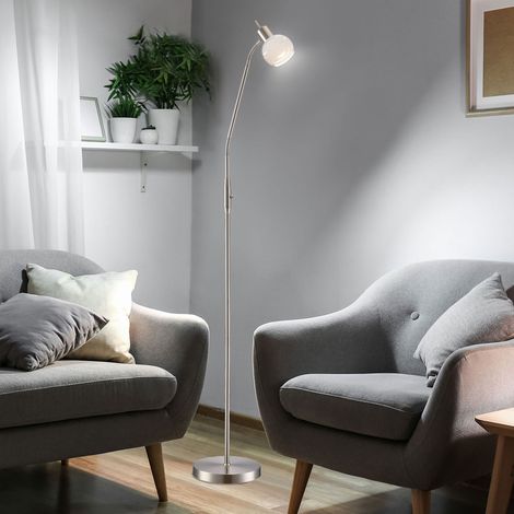 verstellbare Stehlampe LED Eckenstehlampe LED Stehleuchte Modern, Glas Metall, Flexo Kippschalter, LED 5W 320Lm warmweiß, DxH 49x145 cm (1/5)