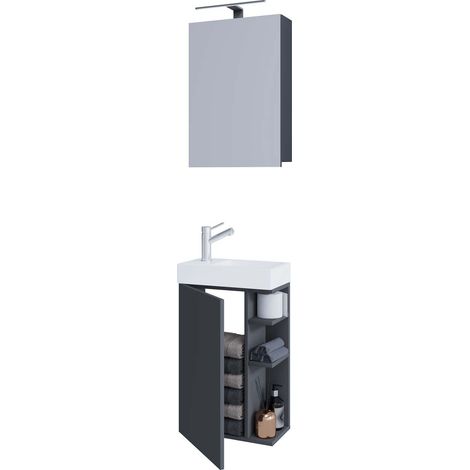2tlg lavabo salle de bain Lumia miroir armoire 129x40x22 - VCM (1/5)