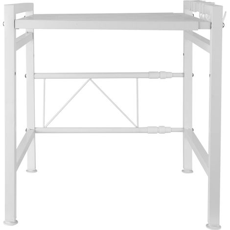 1 Support four micro-ondes, étagère extensible 40-64cm, acier carbone, 3 crochets, cuisine bureau