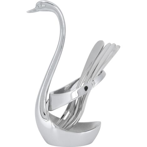5 Pièces Fourchettes à Fruits en Acier Inoxydable Design Original en Alliage de Zinc en Forme de Cygne (1/5)