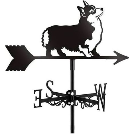 Girouette décorative de jardin pour chien avec indicateur de direction du vent pour décoration animale extérieure, corgi (1/4)