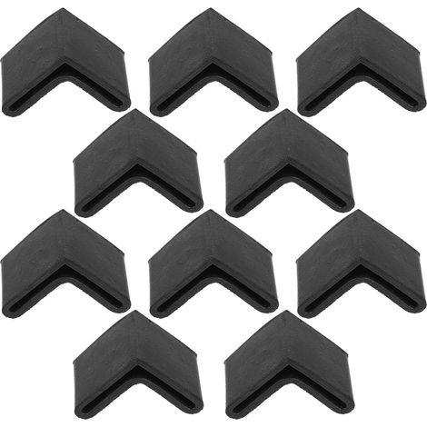 Embouts de Pieds de Meubles Protection Robuste en Caoutchouc Noir L-Shape, Lot de 10 Set de Set de Pièces pour Équerre d'angle sur Étagère et Meuble TV (1/5)