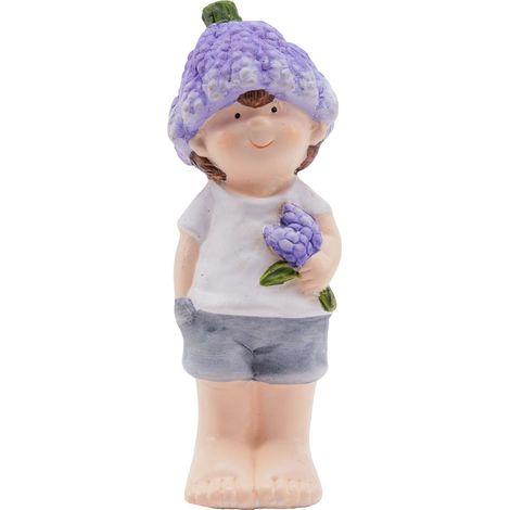 TrendLine Dekofigur Junge Keramik 15 cm weiß lila Gartenfiguren