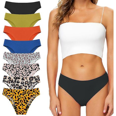 Nahtlose Periodenunterwäsche für Mädchen, 4-lagig, auslaufsicher, sexy Leopardenmuster-Bikini, schnell absorbierend, sommerliche Strandbekleidung, Periodenbadeanzug – XXL – orange (1/5)