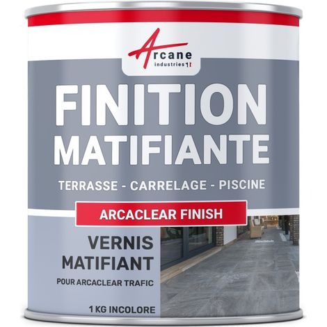 Arcane Industries – Finition mate résine polyuréthane transparente pour carrelage – Étanchéité terrasse, balcon, piscine – 1 kg (1/2)
