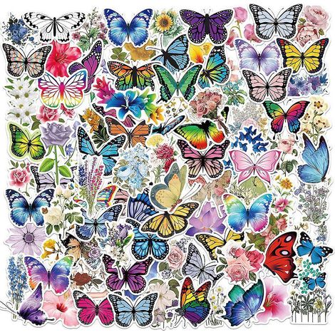 200pcs Mignons Papillon Autocollants En Vinyle Pour Bouteilles D'eau Gobelet Bagages Planche Roulettes Pare-chocs Scrapbook Tasse, Autocollant Ca (1/5)