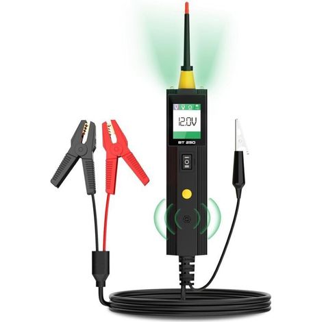 BT250 12V/24V Automotive Voltage Tester, Digital Automotive Voltage Tester with Short Circuit Detector, Color Indicators, for 6-30V Electrical Systems (1/5)