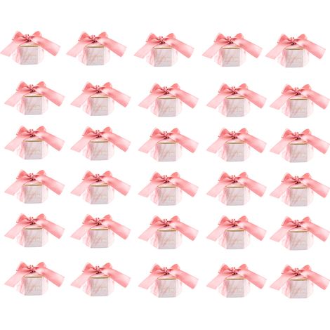 30 Boîtes à Bonbons en Papier Cadeau avec Ruban pour Mariage Fête Faveurs (Rose) (1/5)