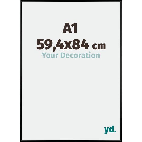 Your Decoration - A1 59.4x84 cm - Cadres Photos en Aluminium Avec Verre acrylique - Anti-Reflet - Excellente Qualité - Noir Brillant - Cadre Decoration Murale - Kent.