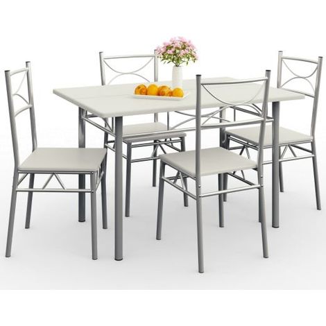Ensemble Table et Chaises Couleur Blanc Pour Salle à Manger (1/5)
