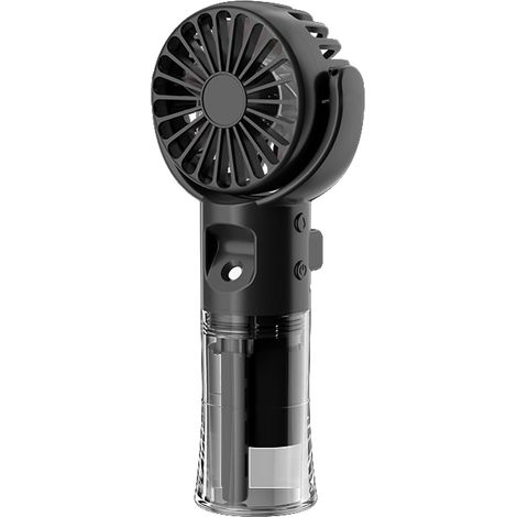 Handheld Fan with Water Mist Spray, Portable Mini USB Rechargeable Hand Fan with 4 Speeds, Silent Powerful Handheld Fan for Outdoor, Travel, Office, School, Camping (Black) (1/5)