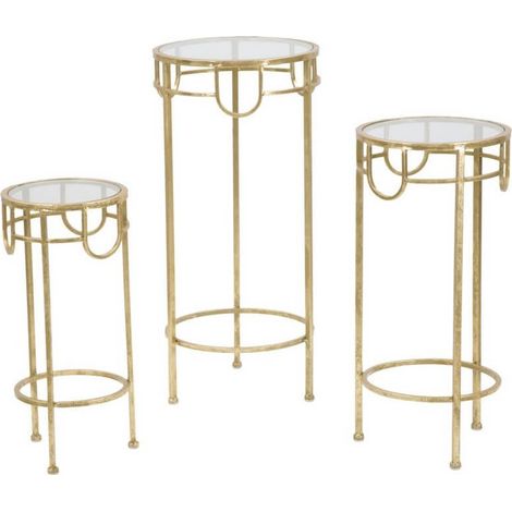 Set Tavolino Dorato 3 PZ cm diam 33X70 - 28X60 - 23X50 - GOLD 3 PZ (1/5)