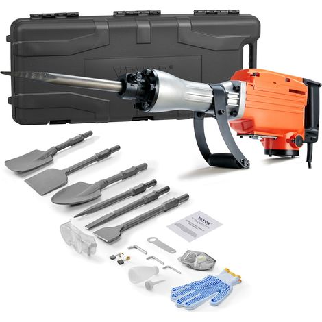 Marteau de Démolition 2200 W Marteau-Piqueur 66 J 1350 BPM Marteau Perforateur avec 6 Burins Remplaçables Poignée Rotative 360° Anti-Vibration Brise-Béton pour Burinage Construction Plomberie (1/5)