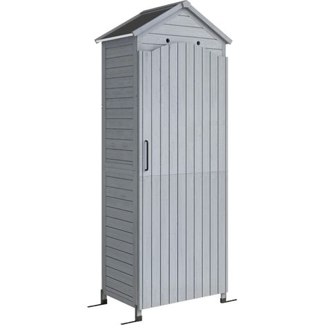 Armoire de jardin en bois avec toit galvanisé, étagères réglables et porte magnétique (1/5)