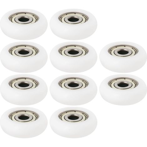 Lot de 10 poulies en nylon et acier au carbone - Roulement à billes - Pour meubles, accessoires, portes coulissantes en verre (5 x 23 x 7 mm) (1/5)