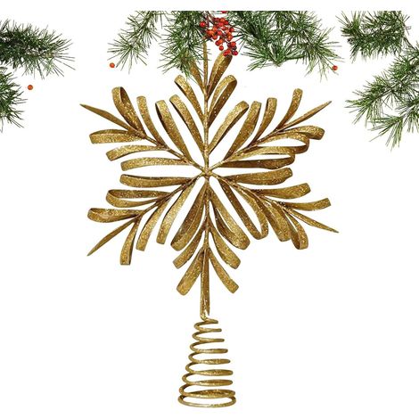 CCYKXA Dreidimensionale, dekorative Weihnachtsbaumspitze in Form von Schneeflocken. Leichte Metalldekoration für drinnen und draußen, ideal für Zuhause, Wohnzimmer, Weihnachten und Herbst. (1/5)