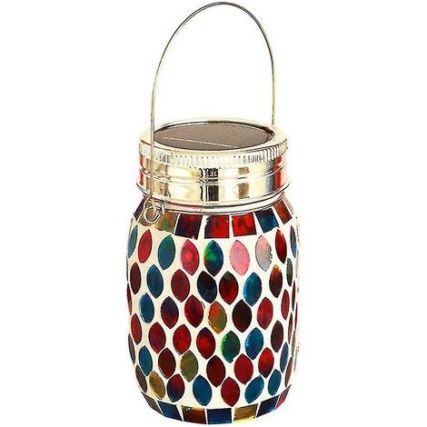 Lanterne solaire mosaïque pour extérieur, lampe de table solaire en verre, éclairage extérieur (1/3)