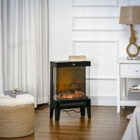 Chimenea Eléctrica 1000W/2000W Calentador de Chimenea con Llama LED Ajustable hasta 15-20 m² 40,5x20x62 cm Negro (1/5)