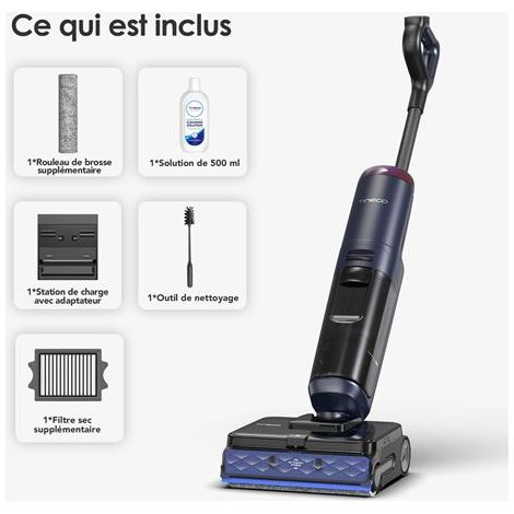 Aspirateur vertical sans sac Tineco FLOOR ONE S7 MAX PRO – Puissance d'aspiration 22000 Pa – Autonomie 60 min – Nettoyage humide