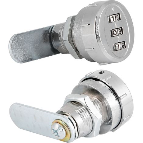 Serrure à combinaison 3 chiffres pour coffre-fort chromé 20mm (1/4)
