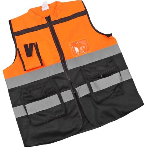 Gilet Réfléchissant Haute visibilité avec Fermeture éclair pour la Gestion du Trafic de Moto XL Orange (1/4)