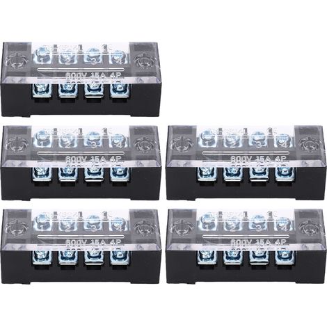 Barrière de câbles à double rangée haute intensité M3, bloc de jonction avec couvercle 15A 600V, lot de 5 pièces (1/5)