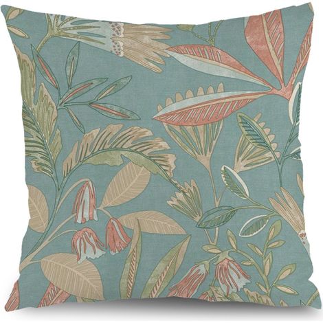 Housse de coussin patio floral, décoration chaise banc extérieur,45×45cm (1/5)