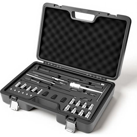 Jeu 28 Fraises pour Sièges D'injecteurs, Jeu D'outils pour Le Nettoyage des Injecteurs Diesel, Kit Nettoyage des Sièges D'injecteurs Comprenant 13 Fraises, Fraise pour Injecteur de 19 mm (1/5)