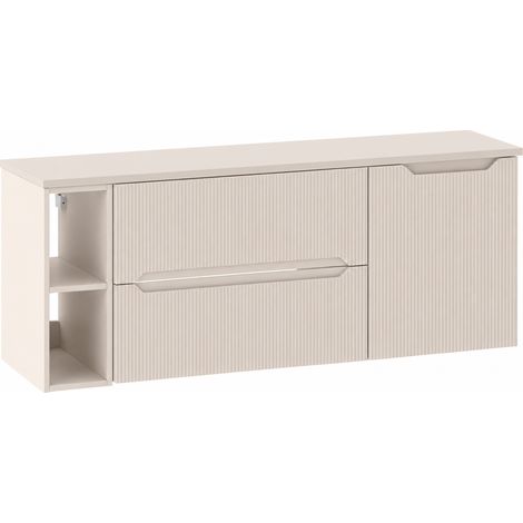 Ensemble de meubles de salle de bains avec étagère et plan L.140 cm cachemire mat façade rainurée NOVO Furnidea (1/5)