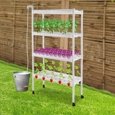 Hydroponic Tower, Hydroponisches Anzuchtsystem, 108 Pflanzplätze auf 4 Ebenen, Hydroponic System mit 4 Räder und Wasserpumpe, für Haus Balkon Garten Balkongemüse