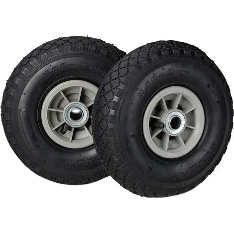 Diable Set de 2 brouette, Roue de Rechange axe,3.00-4, Caoutchouc 260x85 mm 80 kg, Noir Gris (1/5)