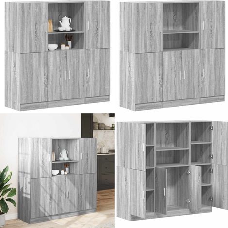 vidaXL 3-tlg. Küchenschrank-Set Grau Sonoma Holzwerkstoff (1/5)