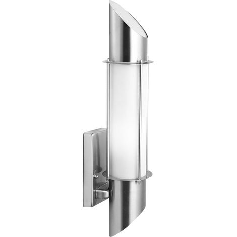 Wandleuchte Außen Wandlampe Garten Edelstahl Fassadenleuchte Wand Hauseingang, silber opal, 1xE27, LxBxH 10,2x13x49,8 cm (1/5)